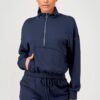Womens Mock Neck Jacket & Track Shorts 2-Piece Set