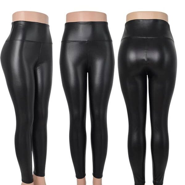 A6172 Fleece Lined Pu Leather Leggings Mixed Sizes 12PCS