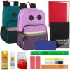 Wholeslae 18 Inch Reflective Strap Backpack with School Supplies 20 Piece Kit - Girls
