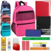 Wholesale 17 Inch  Double Front Zippered Backpack with School Supplies 20 Piece Kit - 5 Girl Colors