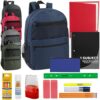 Wholesale 17 Inch Double Front Zippered Backpack with School Supplies 20 Piece Kit - 5 Colors