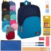 Wholesale 15 Inch Backpack with School Supplies 12 Piece Kit - 8 Colors