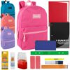 Wholesale 17 Inch Classic Backpack with School Supplies 20 Piece Kit - Girls Colors