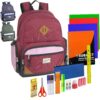 Wholeslae 19 Inch Duo Compartment Backpack with School Supplies 30 Piece Kit- 3 Colors