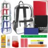 Wholeslae 17 Inch Classic Clear Backpack with School Supplies 20 Piece Kit- 5 Colors