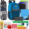 Wholeslae 18 Inch Multi-Pocket Reflective Backpack with School Supplies 30 Piece Kit - 5 Colors