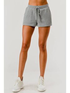 Wholesale Womens Drawstring Waffle Textured Shorts W/Pockets
