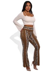 Wholesale Womens High Waist Soft Brushed Flare Pants - Image 2