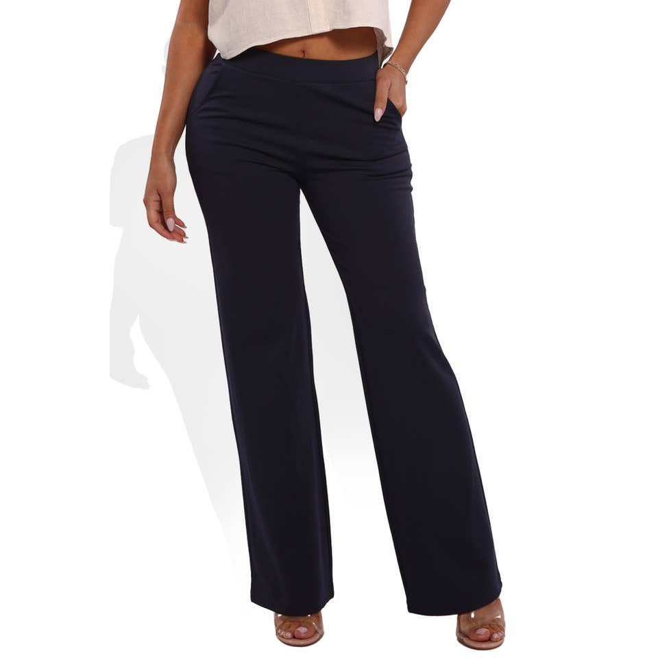 4f08ba8bfee2ba7046c737875615624b05237d648580e095c088ad495b20920b Wholesale Womens High Waist Ponte Straight Leg Pants - Image 1