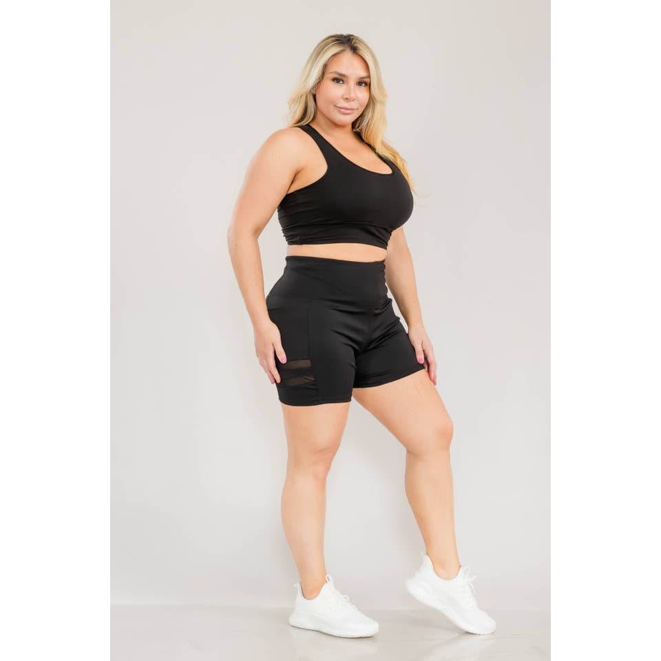 55b3660d684208dd7c22e41e03d5f938032c7df67b5218523c0a298a6d5312b8 Wholesale Plus Size High Waist Biker Shorts With Side Mesh Pockets - Image 1