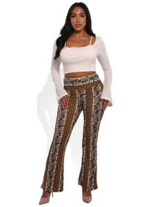 Wholesale Womens High Waist Soft Brushed Flare Pants - Image 6