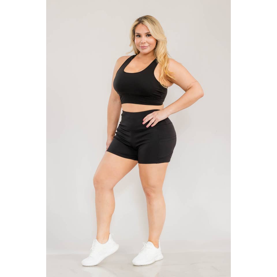 acd4b029f87f5618e8bc11f8fe9666ca5610478bec3996a10ed415e15f9d9368 Wholesale Plus Size Athletic Tummy Control Biker shorts With Pockets - Image 1