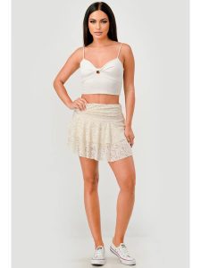 Wholesale Womens Lace Mesh Ruffled Mini Skirts - Image 2