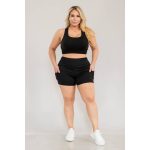 Wholesale Plus Size High Waist Biker Shorts With Side Mesh Pockets - Image 3