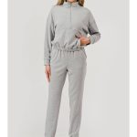 Wholesale Womens Fleece Jacket & Sweatpants 2-Piece Set-Gray