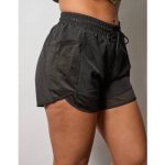 Wholesale Womens Drawstring 2 In 1 Contrast Mesh Running Shorts - Image 3