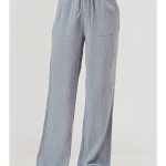 Wholesale Cotton Gauze Knit Straight Leg Drawstring Pants
