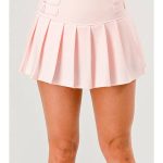 Wholesale Womens Self Belt Trim Scuba Pleated Skort-Ballet Slippers