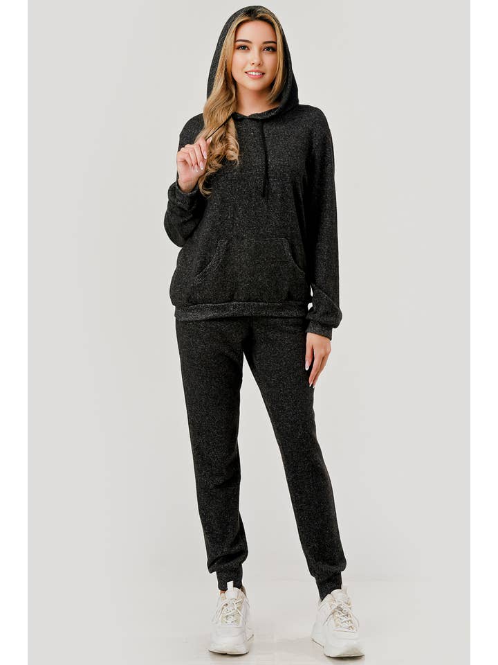 b74ce74fbf98899bfb8662c1928679247d908e942a42470b597bfa38070b2ec2 Wholesale Womens Sweater Knit Hoodie & Jogger 2-Piece Set-Heather Charcoal - Image 1