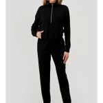Wholesale Womens Fleece Jacket & Sweatpants 2-Piece Set-Black