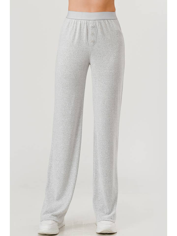 fcbb750d33648c0e15f8248f1a642259beb635fe0c0364c9045c4b27343b570f Wholesale Womens Loose Fit Boyfriend Pajama Pants-Light Heather Grey - Image 1